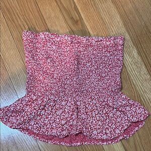 Hot Pink/Red Floral Smocked Tube Top Peplum
